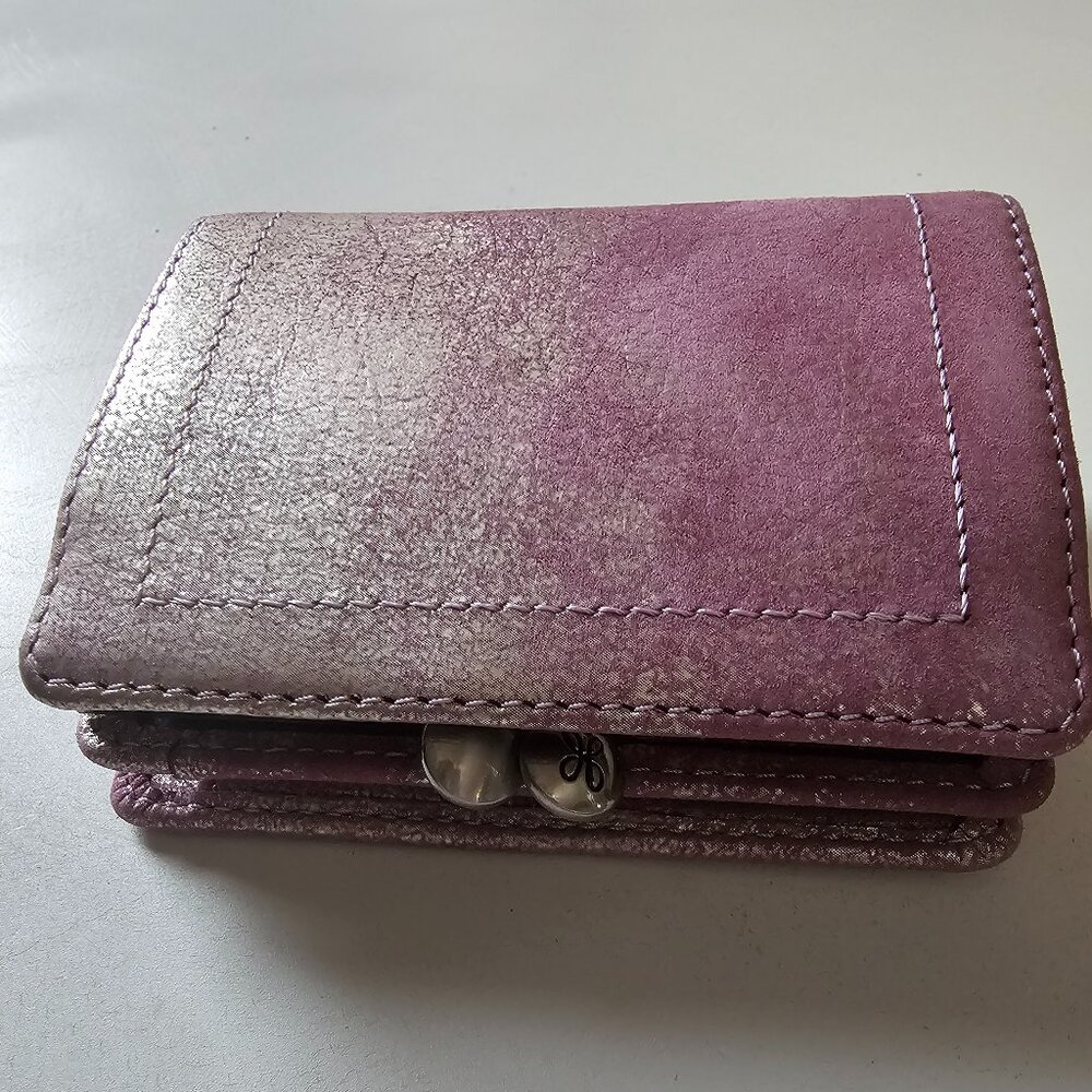 HOBO Bags Women’s Metallic Leather Wallet-Pink